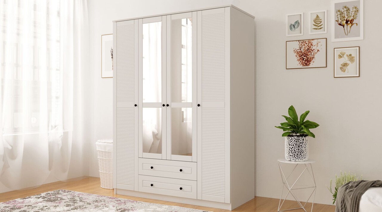 Dulap pentru haine, Hanah Home, Rb-063-02, 140x210x52 cm, Alb mat - imagine 6